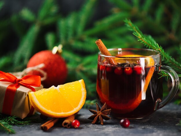 Mug with traditional Christmas mulled wine