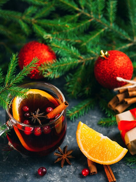 Mug with traditional Christmas mulled wine