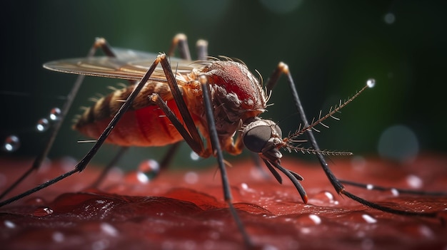 Muggen op een close-up afbeelding van een groente gemaakt met AI