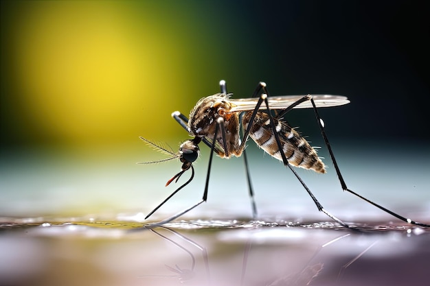 Muggen op een natte oppervlakte Closeup afbeelding