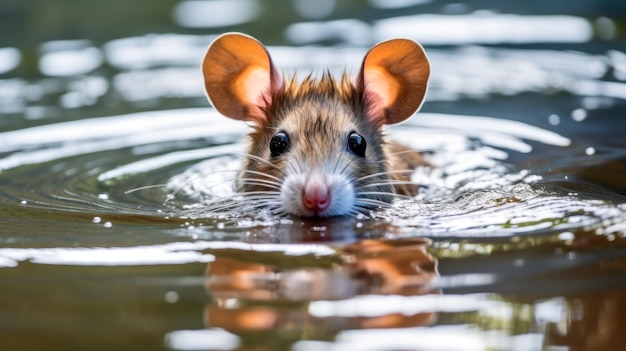 Muis in een plas overstroming generatieve ai