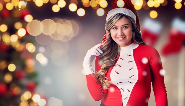 Foto mujer navidad felices fiestas