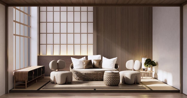 Muji Sofa armchair on Living room empty japandi style