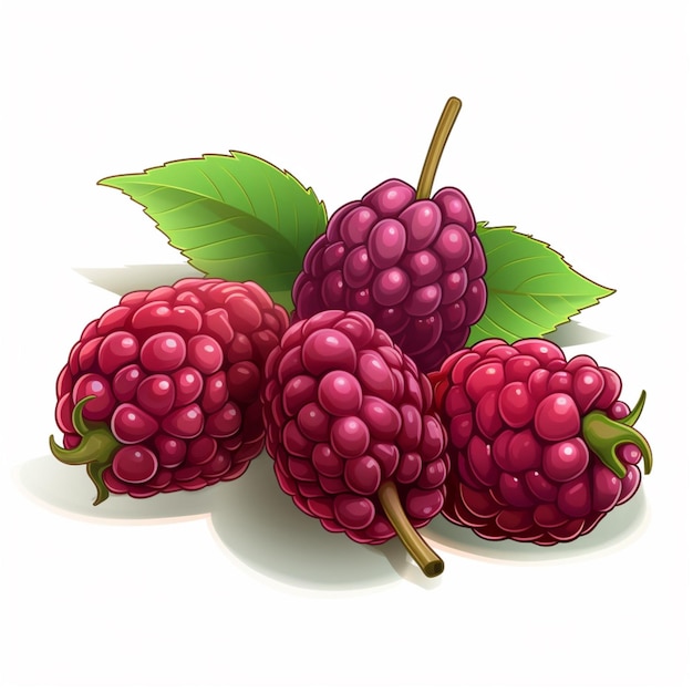 Mulberries 2d vector illustratie cartoon op witte achtergrond