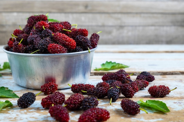 Mulberry in a bowl on the table