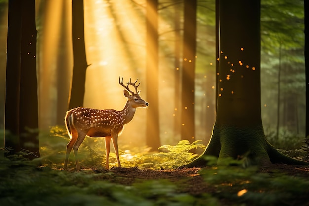 Mule Deer in the Golden Light of the Forest