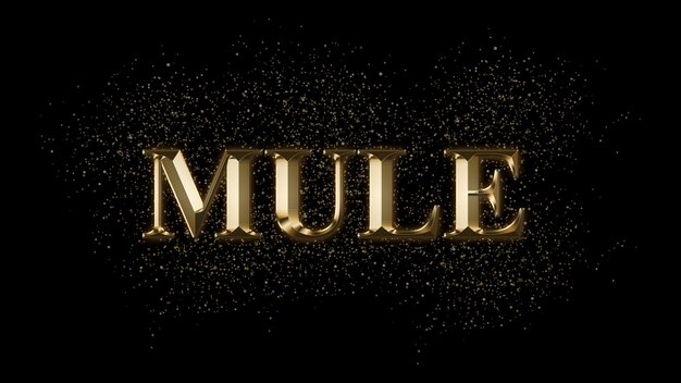 Photo mule gold text effect gold text with sparks gold plated text effect animal name