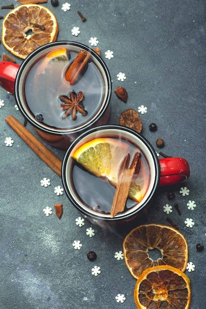 Mulled wine background a hot winter christmas drink