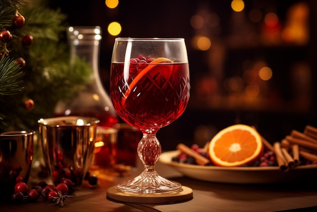 Mulled wine christmas autumn beverage hot drinks orange citrus tasty glass red spices delicious