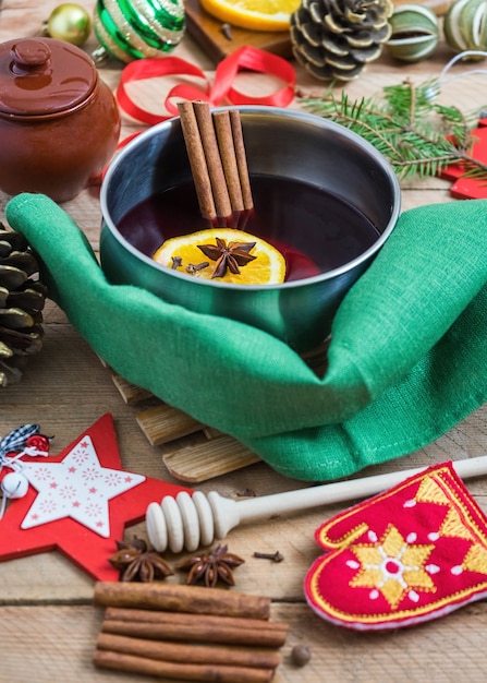 Mulled wine for christmas holidays christmas decorations
around