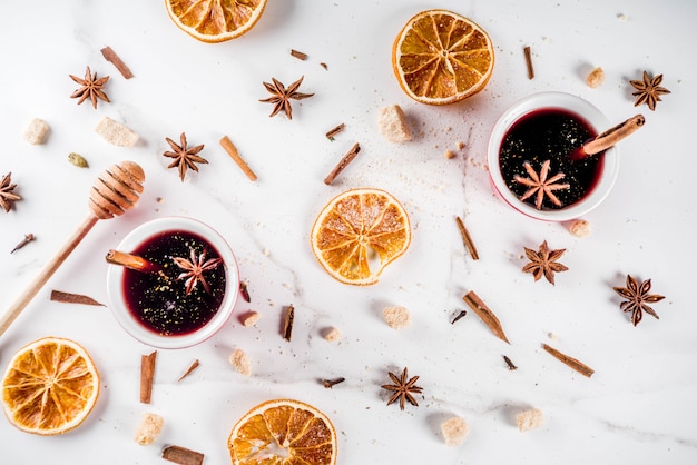 Mulled wine cocktail with wine and spices