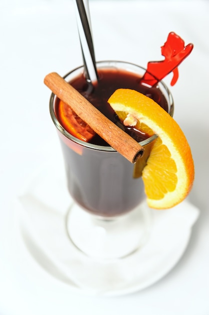 Mulled wine in a glass.