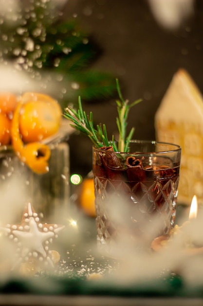 Mulled wine New Year Christmas background