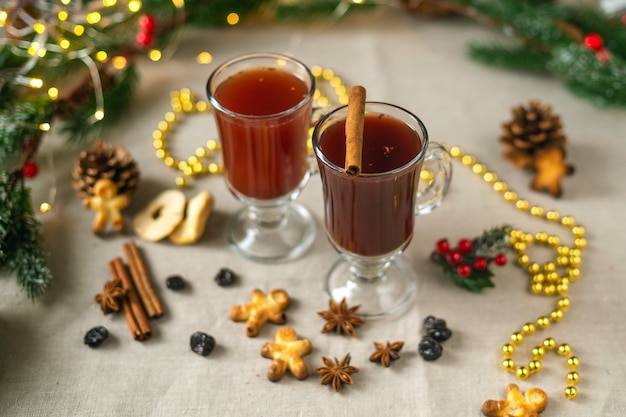 Mulled wine in new year's decor