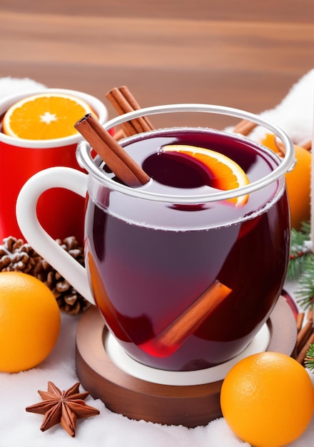 Mulled Wine op een kerstmarkt geïsoleerd op een witte achtergrond