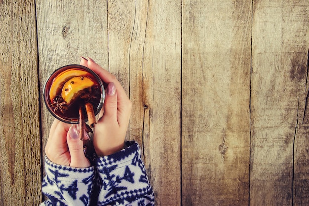 Mulled wine. Selective focus. Food and drink.