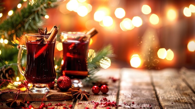 Photo mulled wine served in two glasses a beloved christmas tradition ideal for cozying up