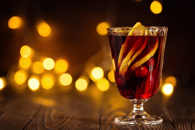 Mulled wine in shining lights