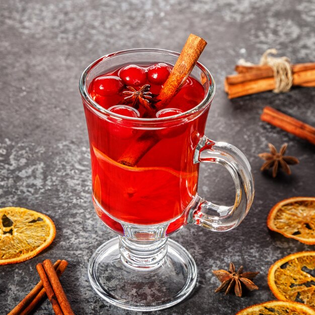 Mulled wine with spices and orange