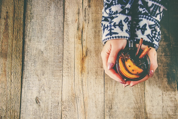 Mulled wine. With spices. Selective focus. drink.