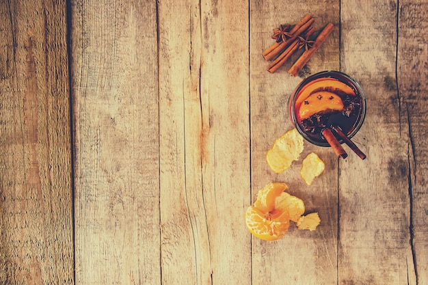 Mulled wine. With spices. Selective focus. drink.