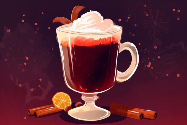 Mulled Wine with Whipped Cream and a Dusting of Warmth AI generated