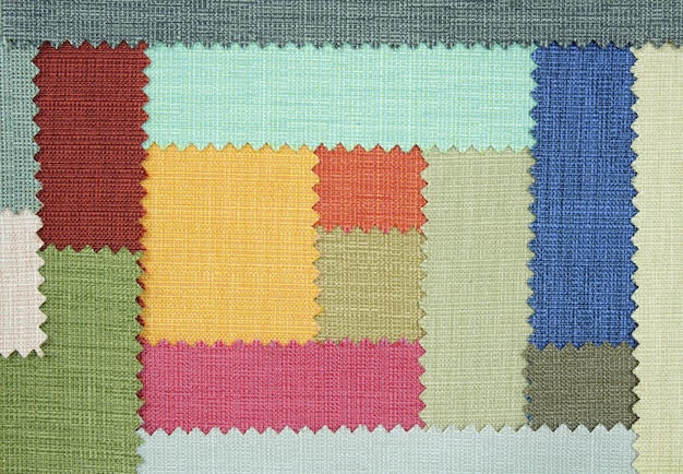 Photo multi color fabric texture samples