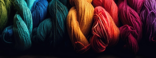 Multi Color Yarn Threads Banner Background