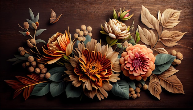 A multi colored autumn bouquet nature decoration generated by AI