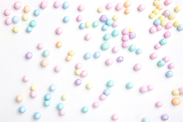 Multi-colored balls of pastel colors.