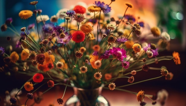 A multi colored bouquet of wildflowers a celebration of nature beauty generated by ai