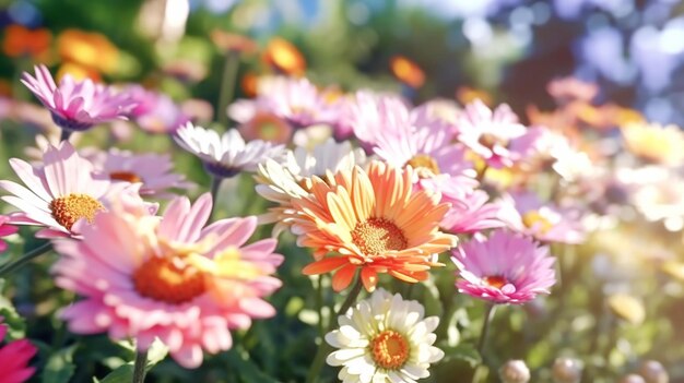 Multi colored daisy brings springtime freshness background