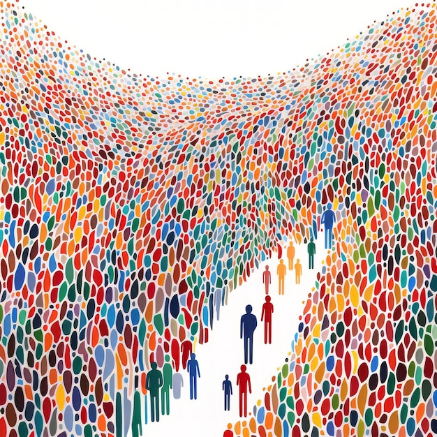 Фото Многоцветный рисунок с кучей людей красивая иллюстрация генеративный ии