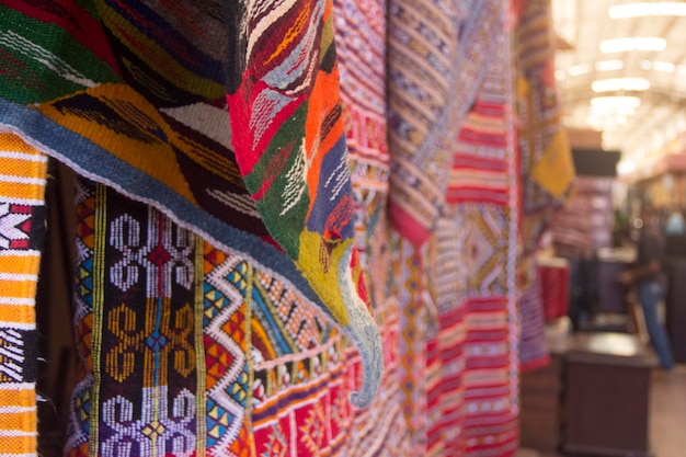Multi colored fabrics for sale at market