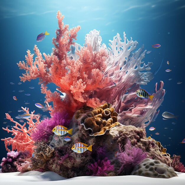 Multi colored fish and soft coral in reef generated by ai