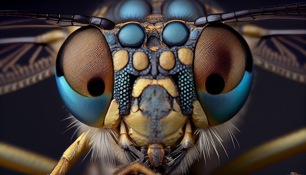 Multi colored housefly wing close up sharp focus generated by AI