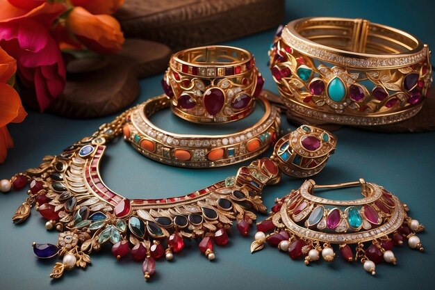 Photo multi colored jewelry celebrates indian