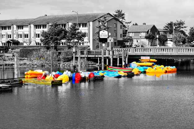 Multi colored lanterns in front of building