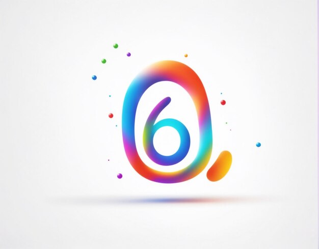 Photo a multi colored number 6 with a round circle on it unique logo design