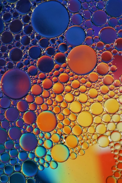 multi colored oil circles on the water, colorful background