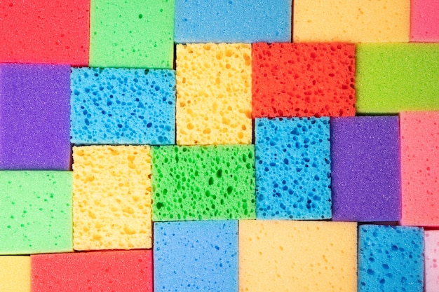 Multi-colored pattern from sponges for washing dishes, background image