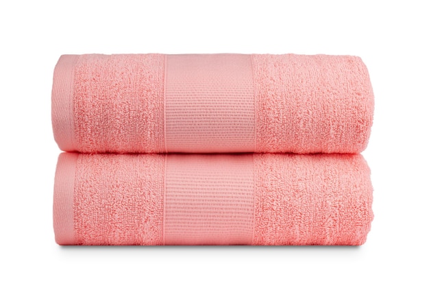 multi-colored Terry cotton bath towels, isolate on a white background