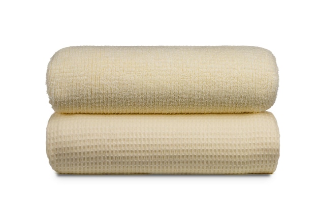 multi-colored Terry cotton bath towels, isolate on a white background