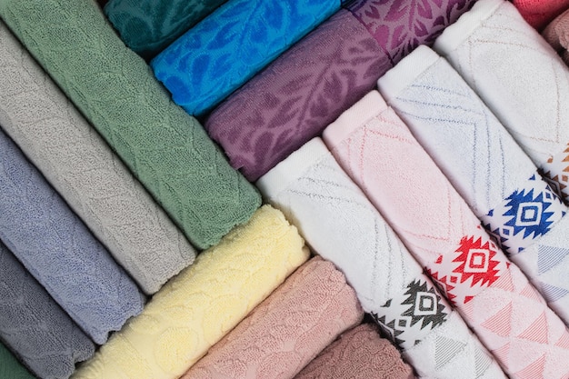 multi-colored Terry cotton bath towels