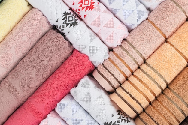 multi-colored Terry cotton bath towels