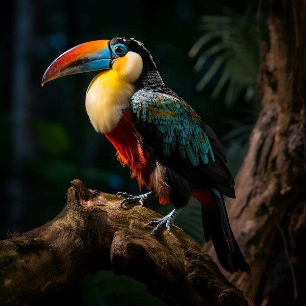 Photo multi colored toucan perched ai generated