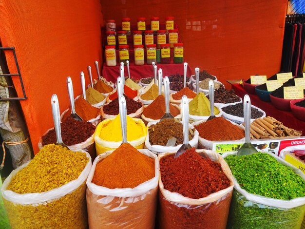 Multi colored vegetables for sale in market