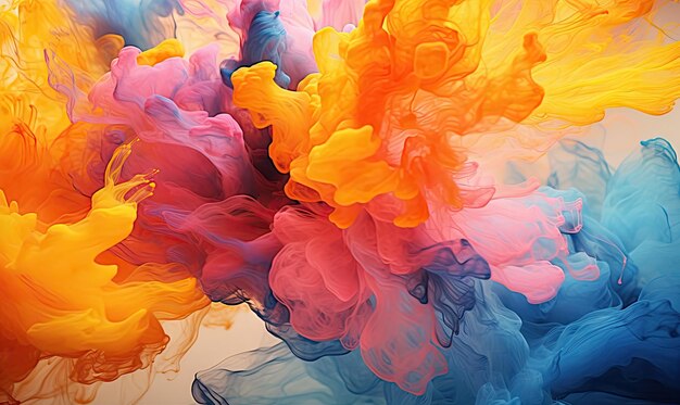 Многоцветный акварельный рисунок Текстура распространения краски Для баннерной открытки Книжная иллюстрационная карта Создана с помощью генеративных инструментов ИИ