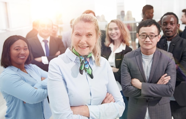 Multi ethnic business people with arms crossed