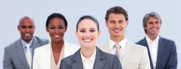 Multi-ethnic business team standing